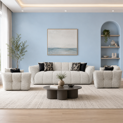 Klaussner Faviano Fabric Modern Curved Sofa with Sculpted Arms