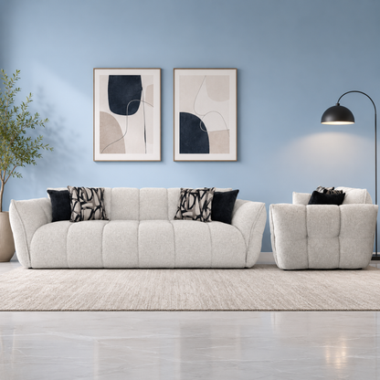 Klaussner Faviano Fabric Modern Curved Sofa with Sculpted Arms