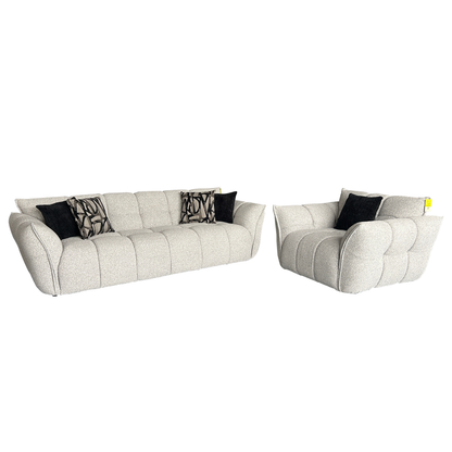 Klaussner Faviano Fabric Modern Curved Sofa with Sculpted Arms