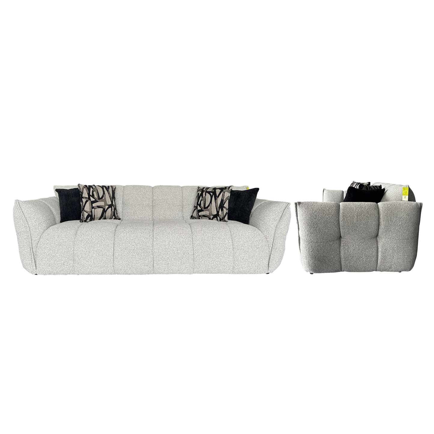 Klaussner Faviano Fabric Modern Curved Sofa with Sculpted Arms