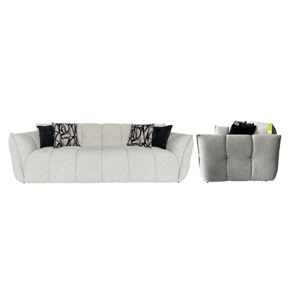 Klaussner Faviano Fabric Modern Curved Sofa with Sculpted Arms