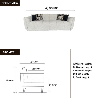 Klaussner Faviano Fabric Modern Curved Sofa with Sculpted Arms