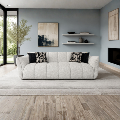Klaussner Faviano Fabric Modern Curved Sofa with Sculpted Arms
