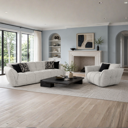 Klaussner Faviano Fabric Modern Curved Sofa with Sculpted Arms
