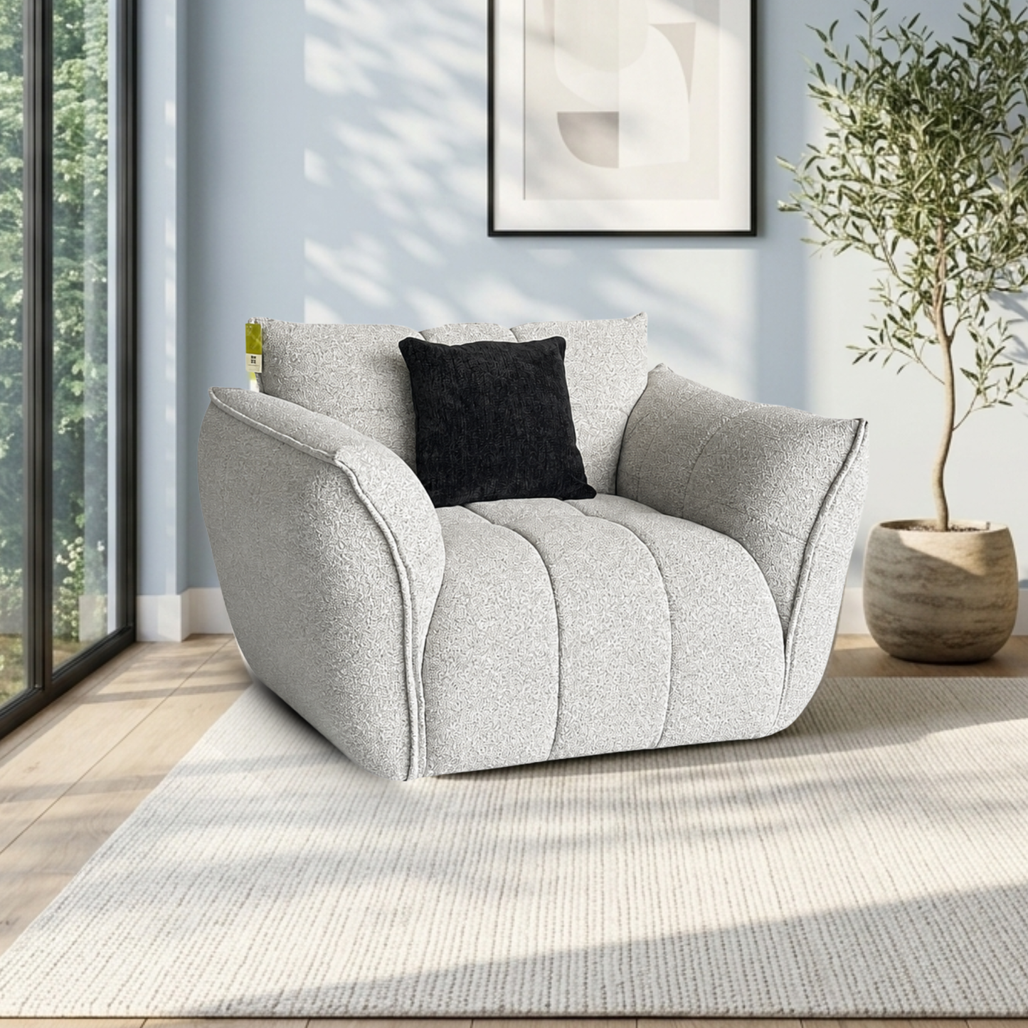 Klaussner Faviano Polyester Accent Chair with Sculpted Curved Frame-Comfort Design Furniture