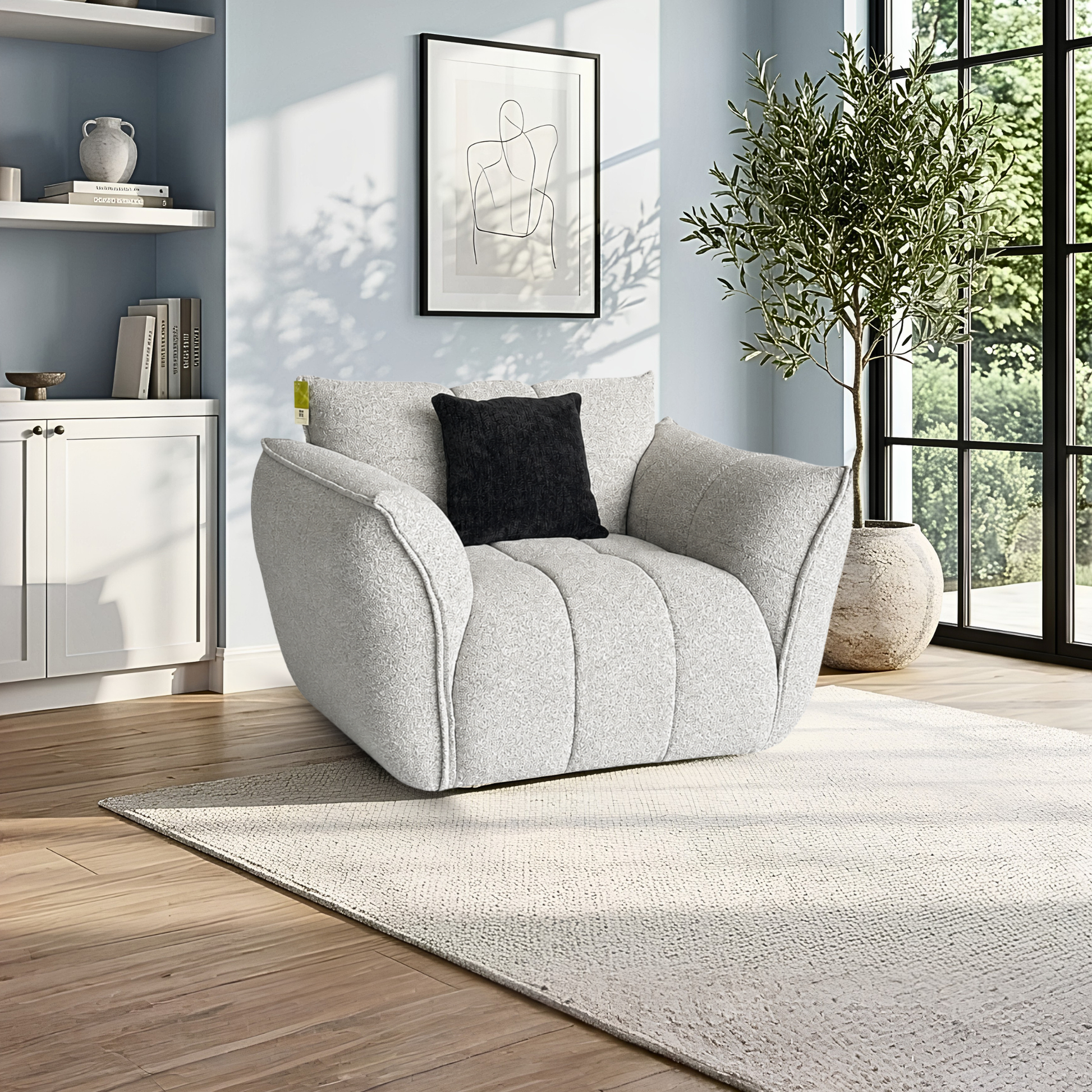 Klaussner Faviano Polyester Accent Chair with Sculpted Curved Frame-Comfort Design Furniture