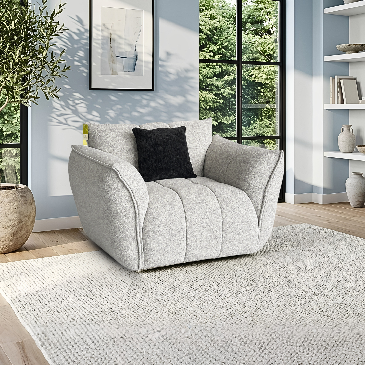 Klaussner Faviano Polyester Accent Chair with Sculpted Curved Frame-Comfort Design Furniture