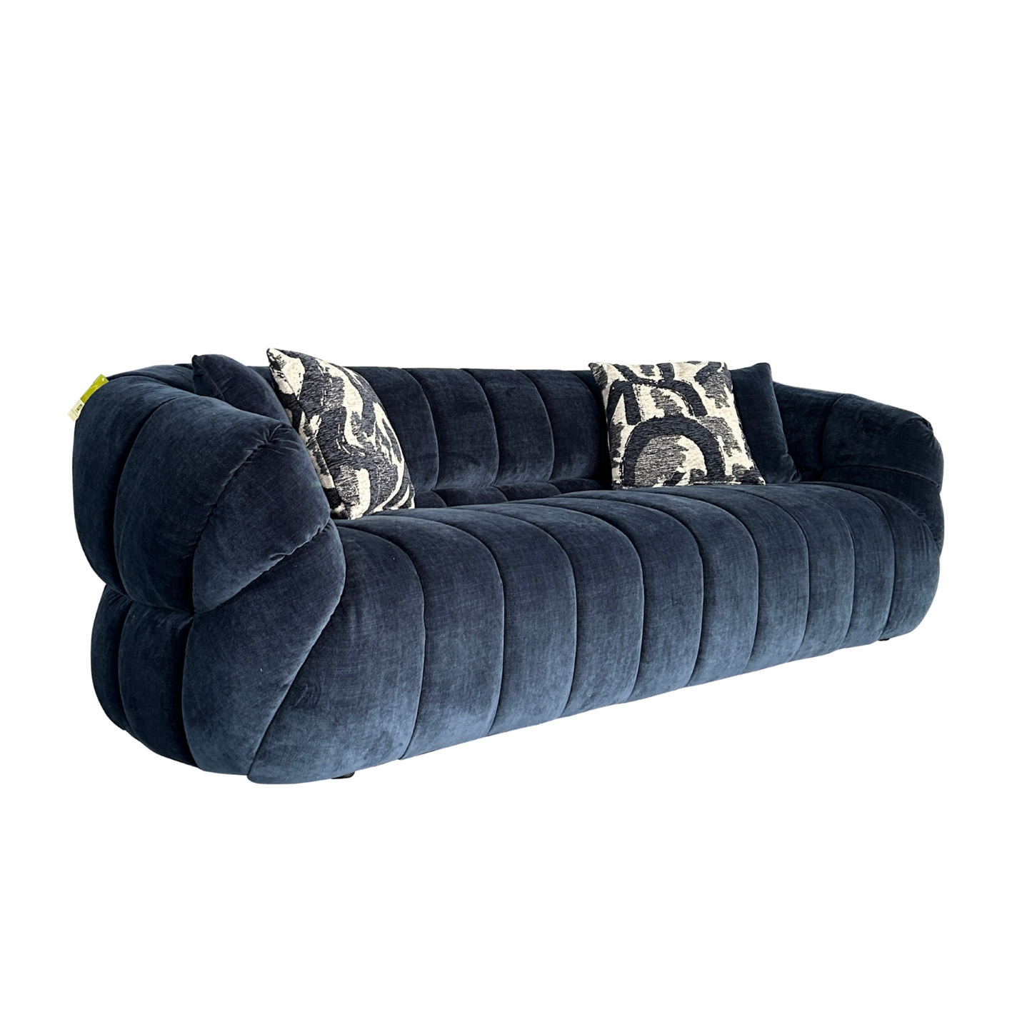 Klaussner Ferrara Blue Fabric Sofa with Channel-Tufted Back