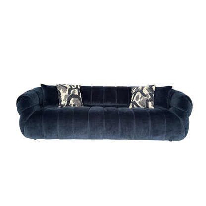 Klaussner Ferrara Blue Fabric Sofa with Channel-Tufted Back