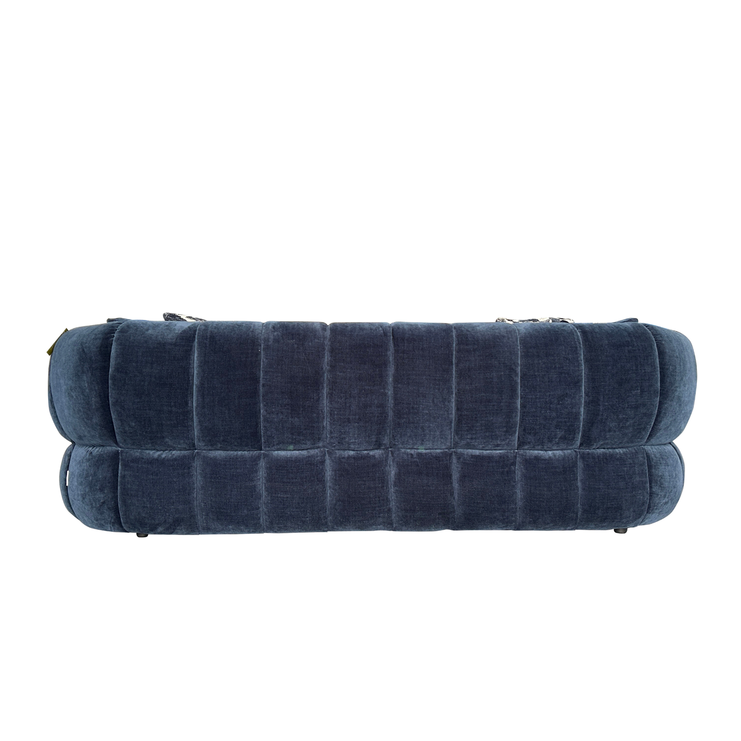 Klaussner Ferrara Blue Fabric Sofa with Channel-Tufted Back