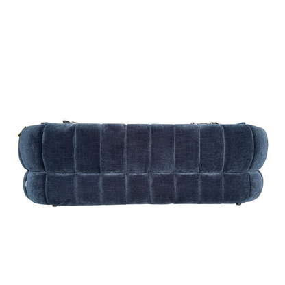 Klaussner Ferrara Blue Fabric Sofa with Channel-Tufted Back