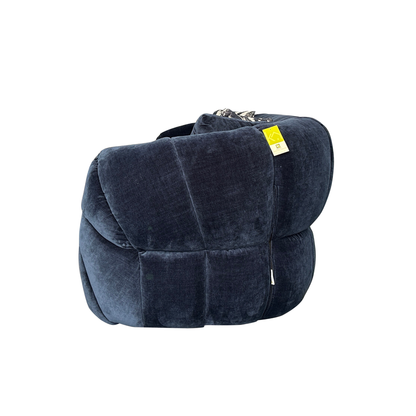 Klaussner Ferrara Blue Fabric Sofa with Channel-Tufted Back
