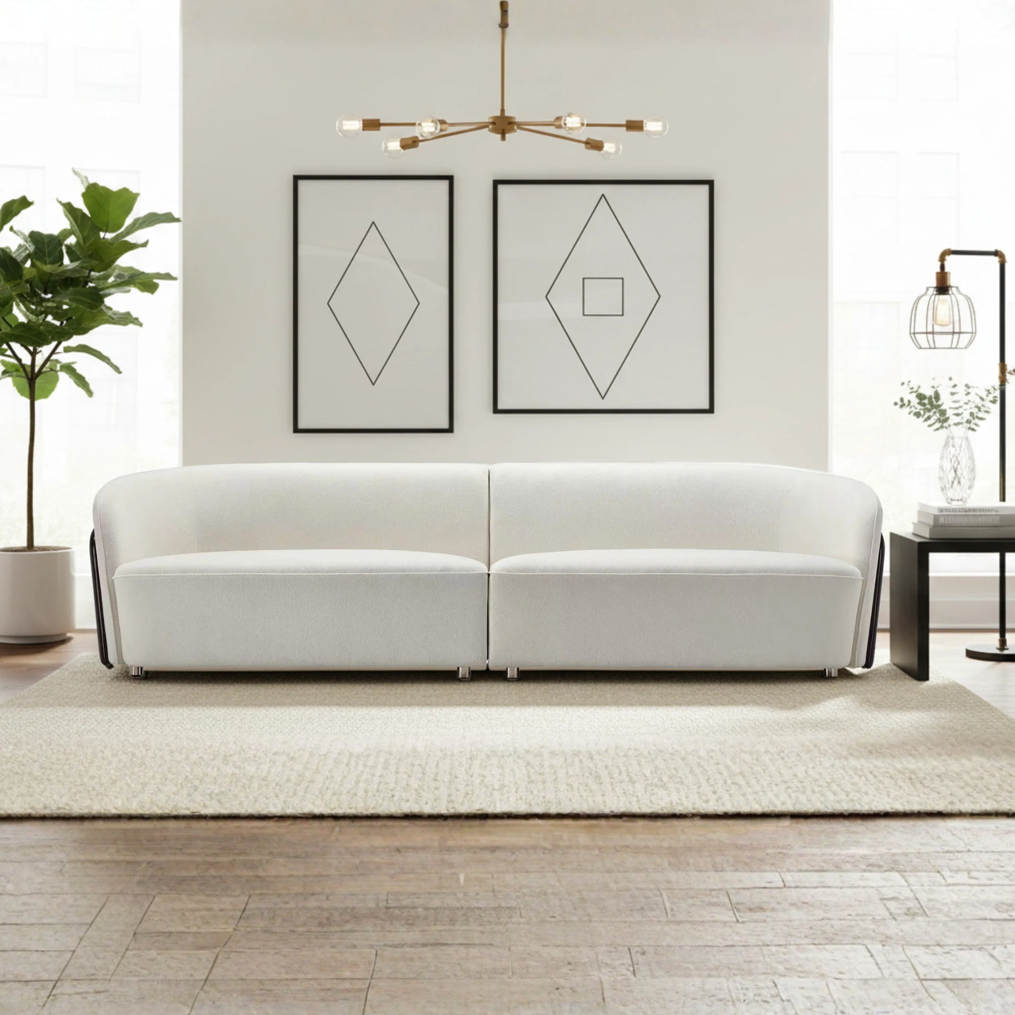 Klaussner Ivano 4-Seater Fabric Sofa with Golden Macassar Veneer Base