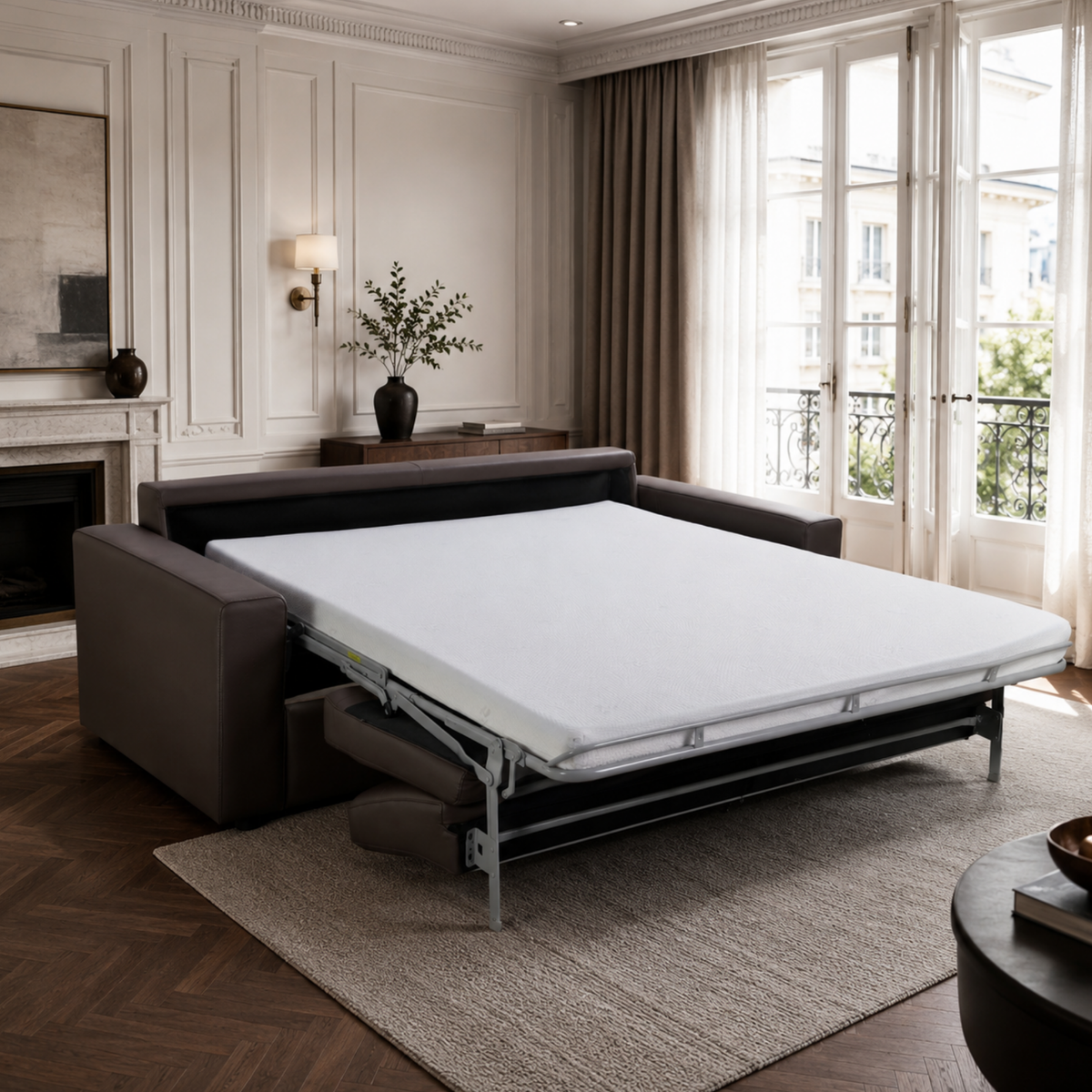Klaussner Jamie Fabric And Leather Queen Sleeper Sofas