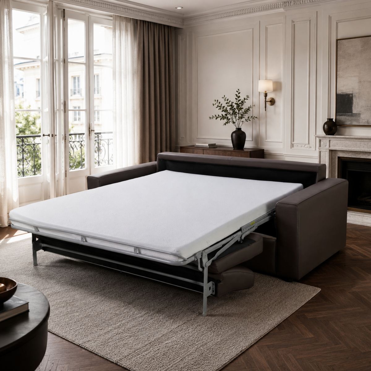 Klaussner Jamie Fabric And Leather Queen Sleeper Sofas