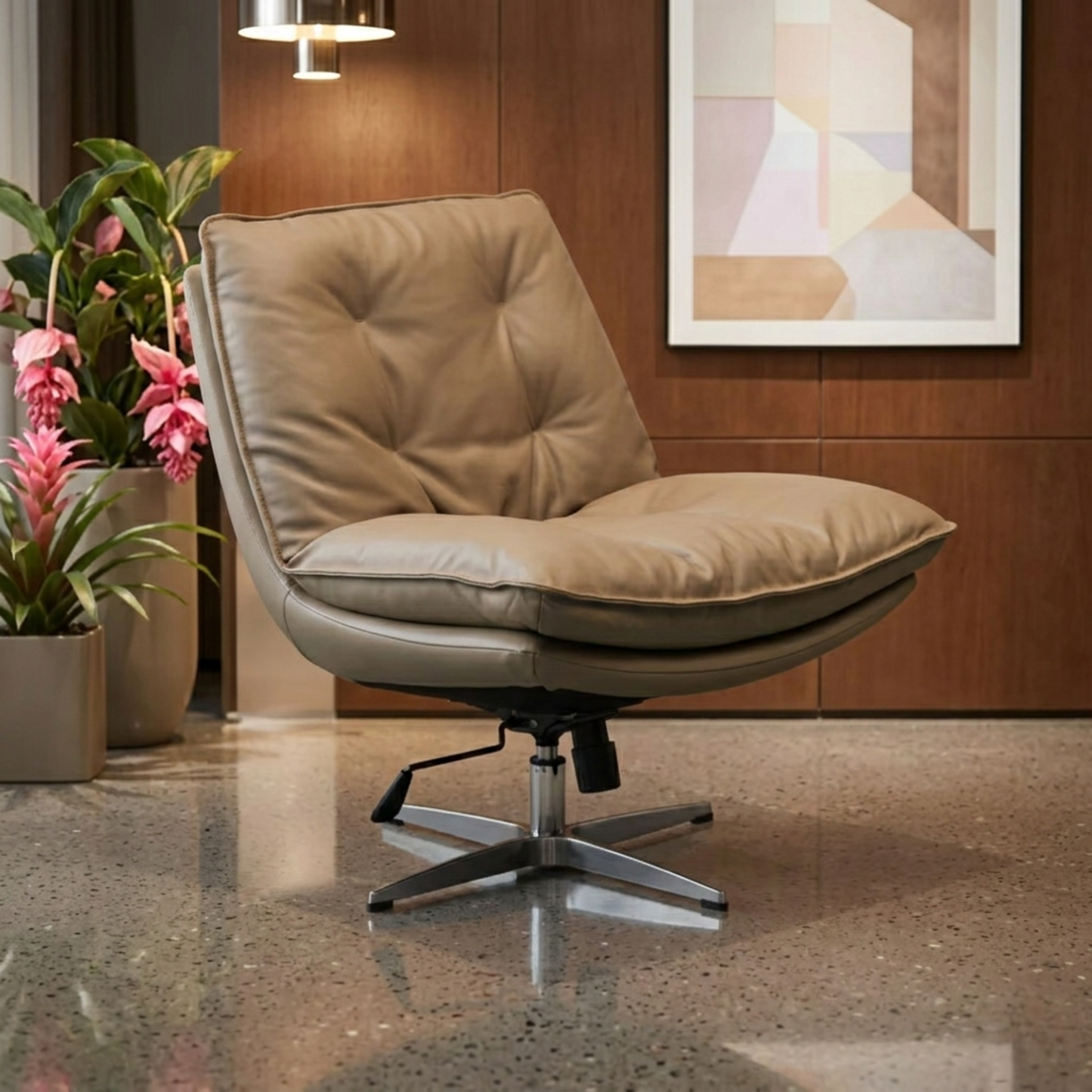 Klaussner Lenvoro Leather Swivel Chair