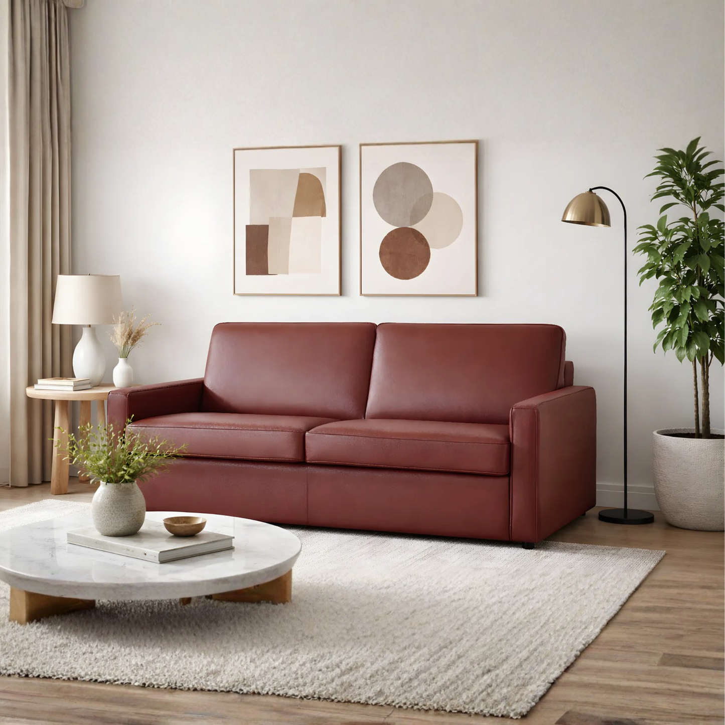Klaussner Leon Leather And Fabric Queen Sleeper Sofa