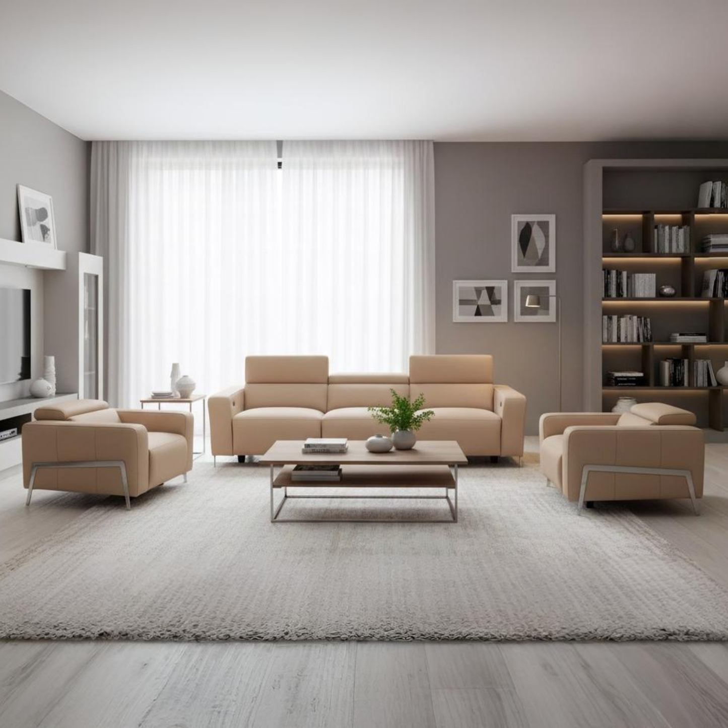 Klaussner Luca Leather Power Reclining 3-Seater Sofa With Chair