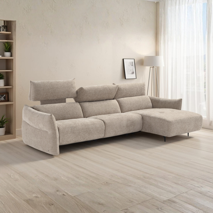 Klaussner Luminara L-Shape Beige Fabric Power Recliner Sectional Sofa