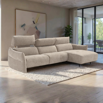 Klaussner Luminara L-Shape Beige Fabric Power Recliner Sectional Sofa