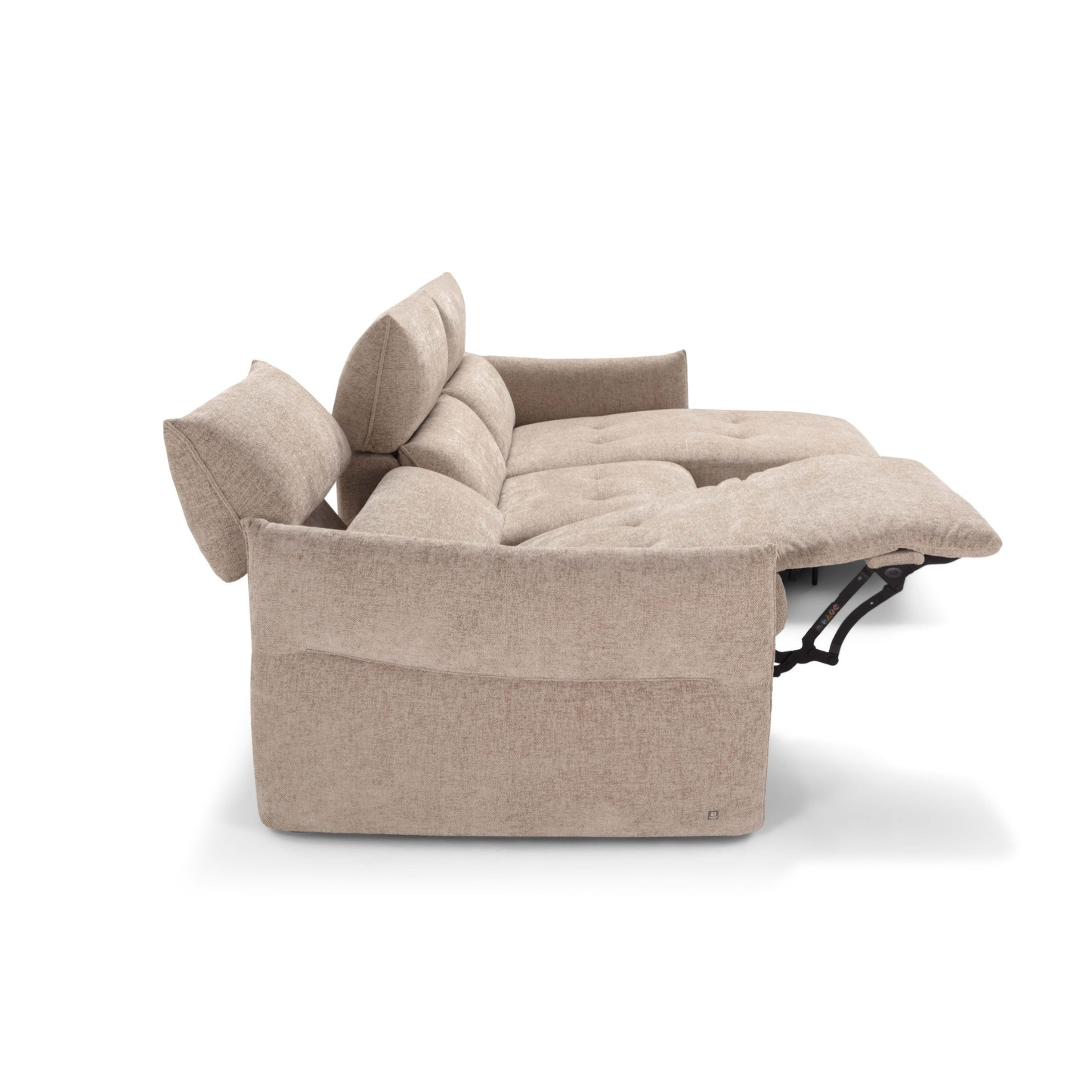 Klaussner Luminara L-Shape Beige Fabric Power Recliner Sectional Sofa