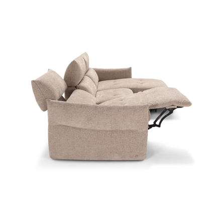 Klaussner Luminara L-Shape Beige Fabric Power Recliner Sectional Sofa