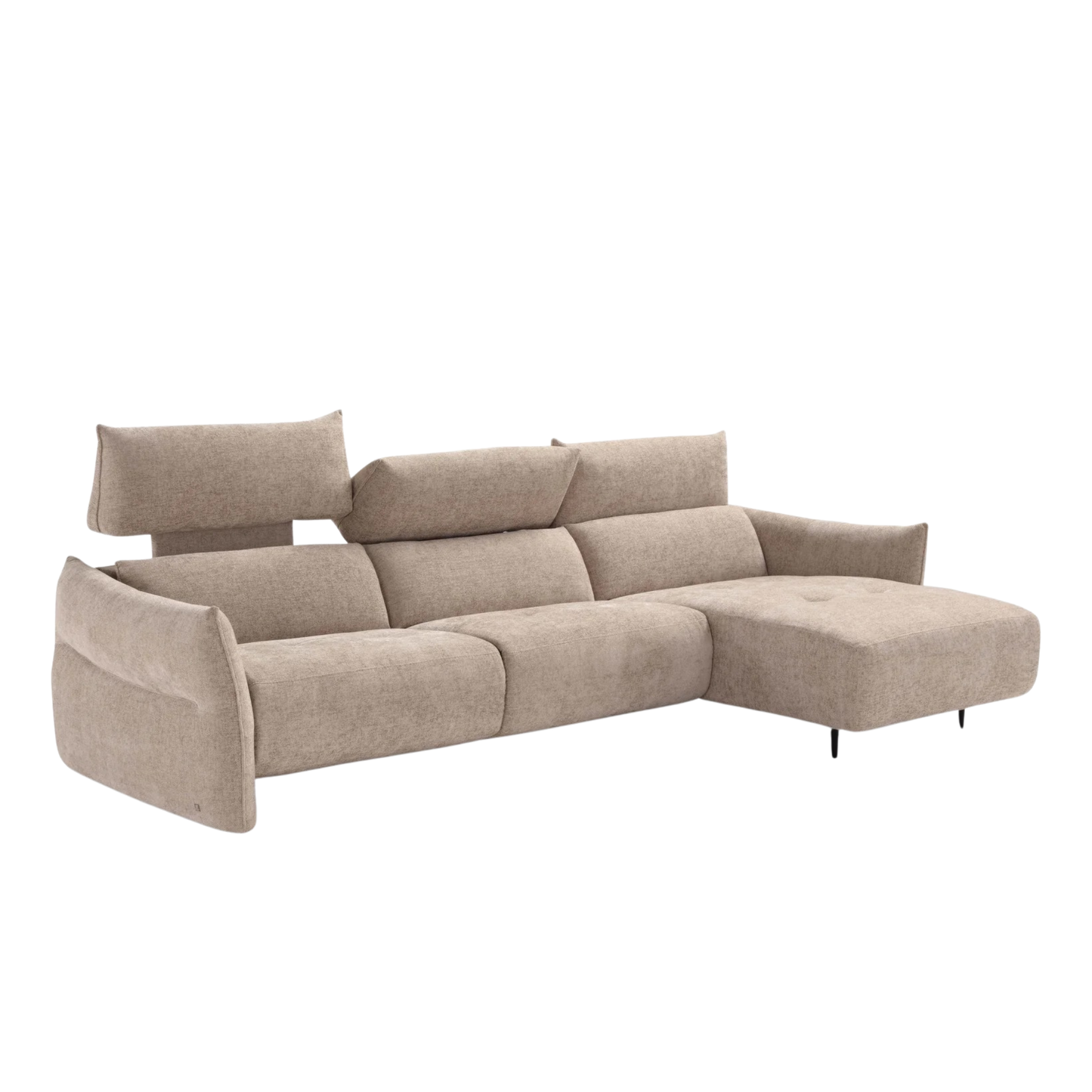 Klaussner Luminara L-Shape Beige Fabric Power Recliner Sectional Sofa