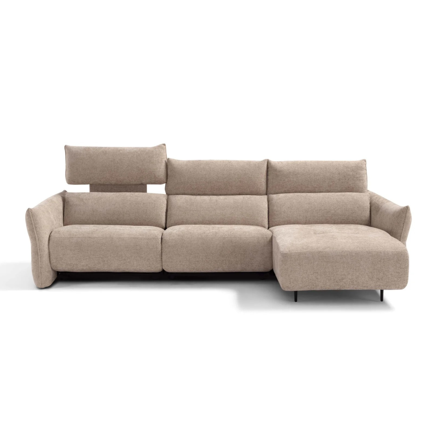 Klaussner Luminara L-Shape Beige Fabric Power Recliner Sectional Sofa