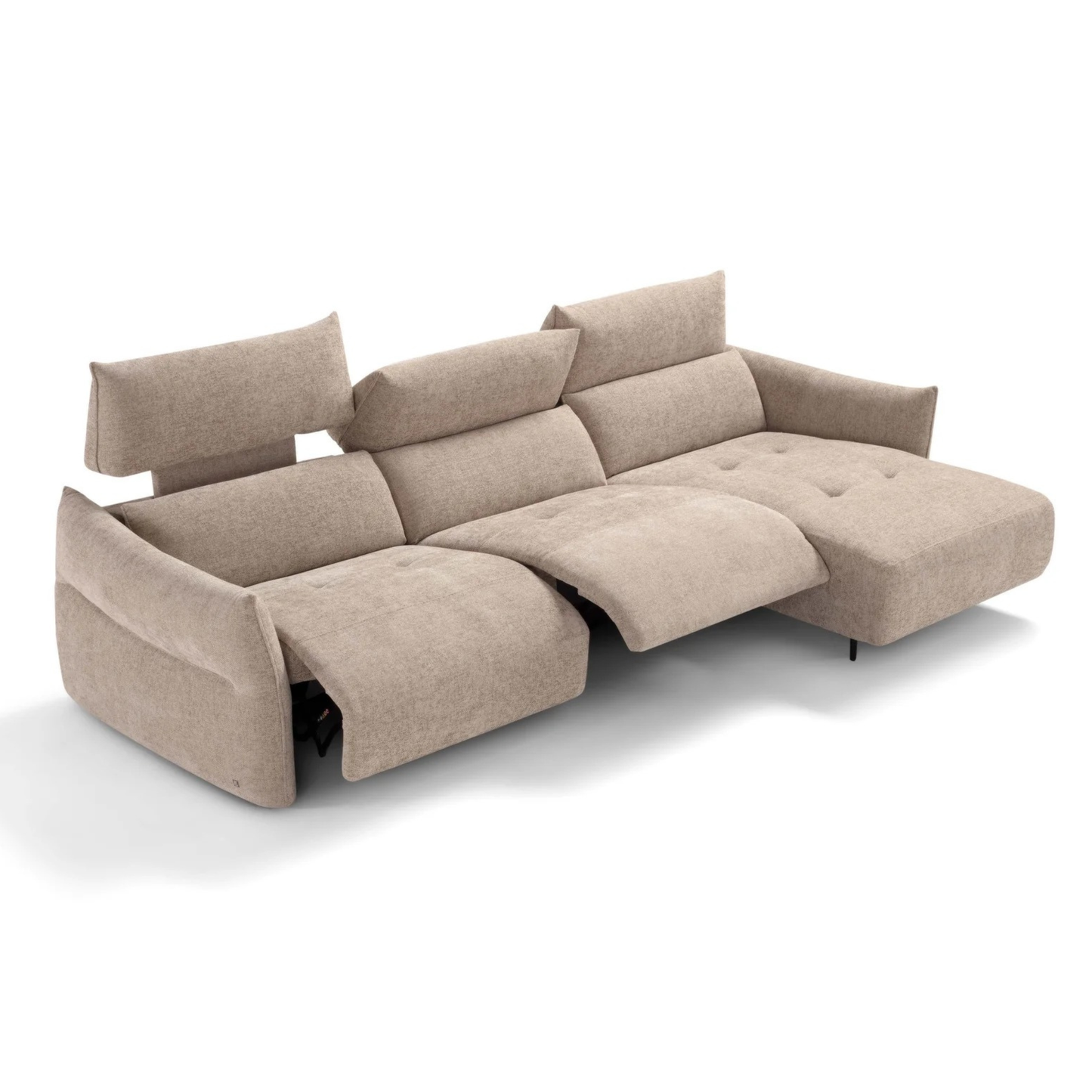 Klaussner Luminara L-Shape Beige Fabric Power Recliner Sectional Sofa