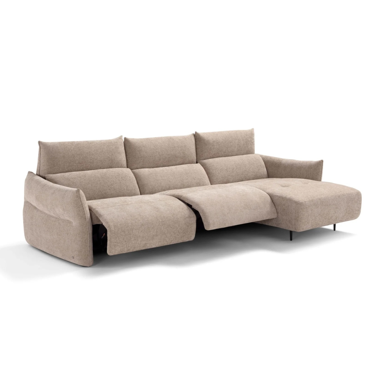 Klaussner Luminara L-Shape Beige Fabric Power Recliner Sectional Sofa