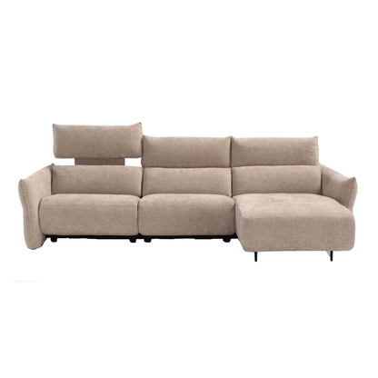 Klaussner Luminara L-Shape Beige Fabric Power Recliner Sectional Sofa