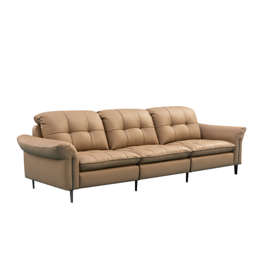 Klaussner Morbido Leather 3 Seater Tufted Back Stationary Sofa