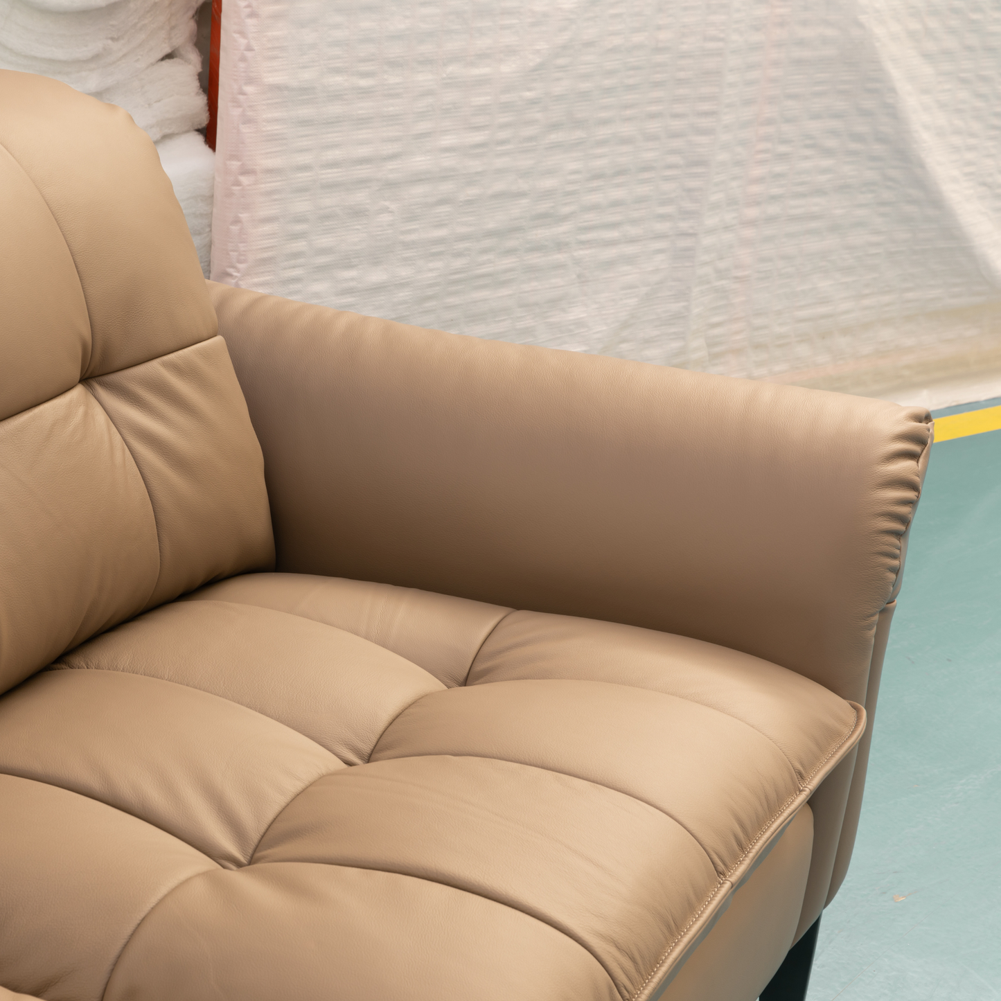 Klaussner Morbido Leather 3 Seater Tufted Back Stationary Sofa