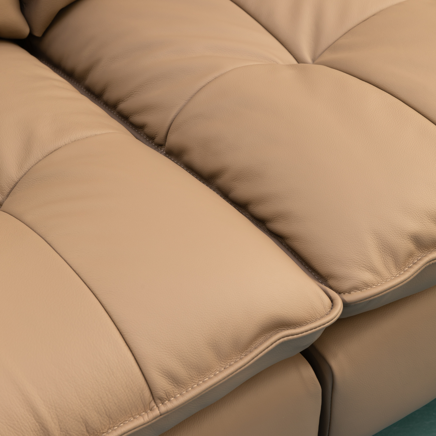 Klaussner Morbido Leather 3 Seater Tufted Back Stationary Sofa