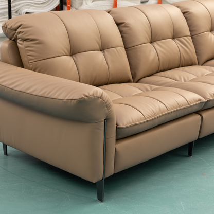 Klaussner Morbido Leather 3 Seater Tufted Back Stationary Sofa