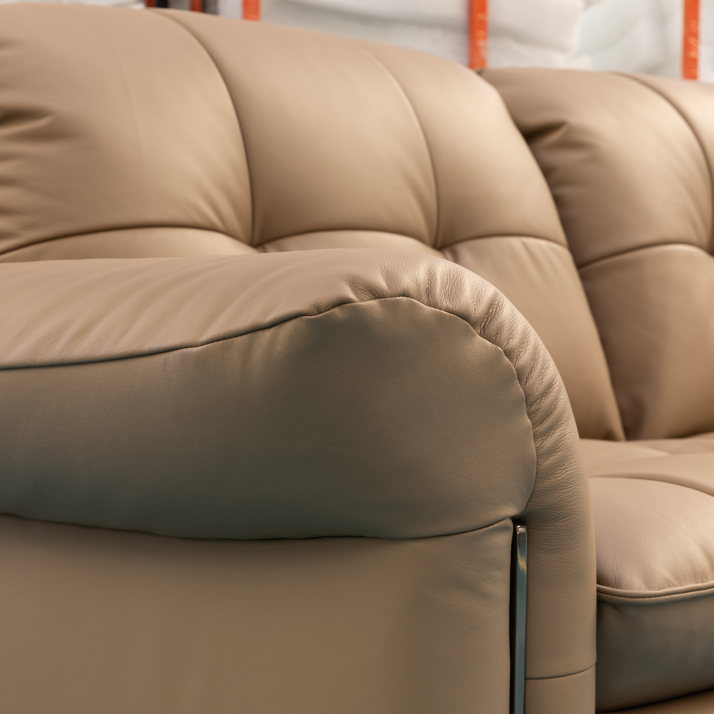 Klaussner Morbido Leather 3 Seater Tufted Back Stationary Sofa