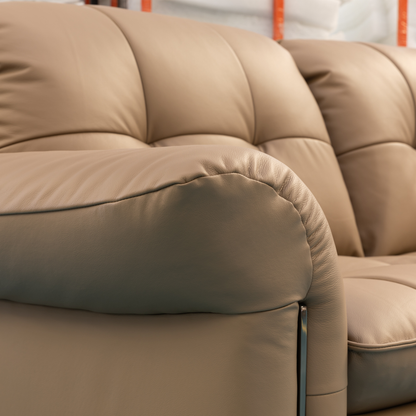 Klaussner Morbido Leather 3 Seater Tufted Back Stationary Sofa