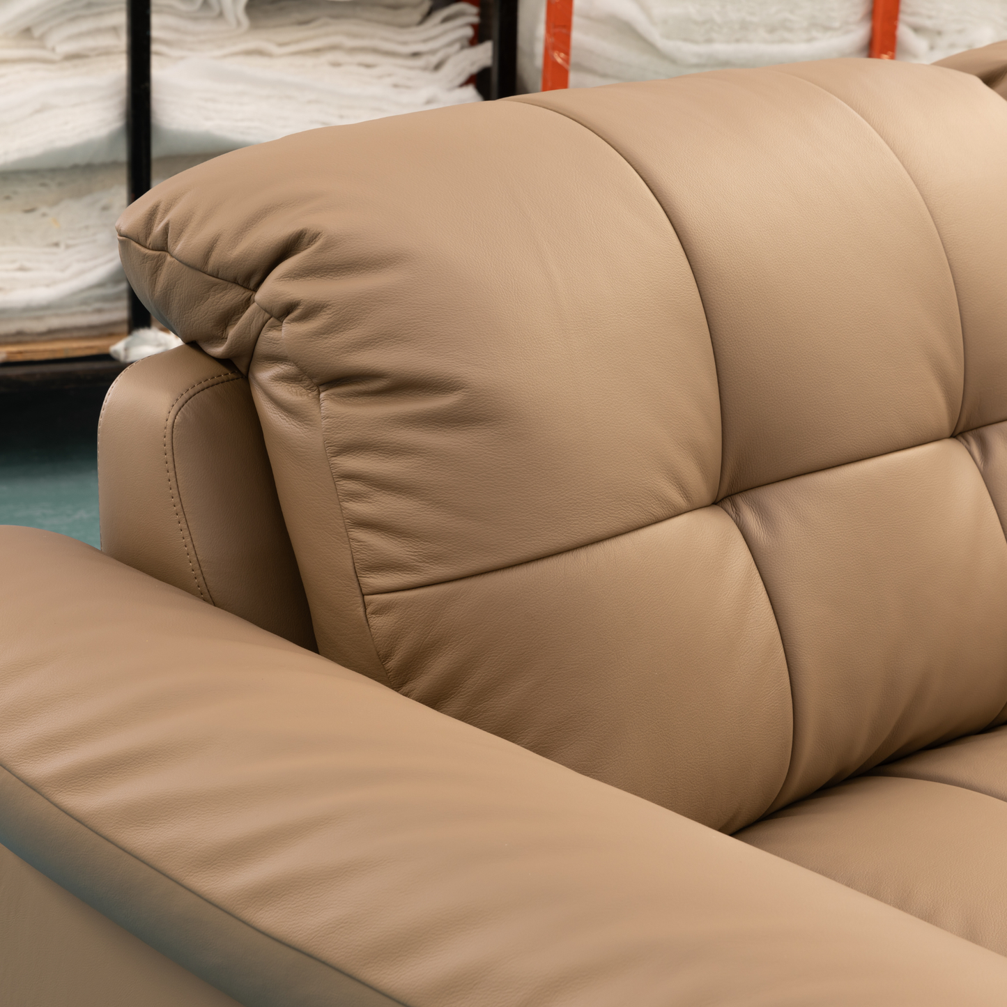 Klaussner Morbido Leather 3 Seater Tufted Back Stationary Sofa