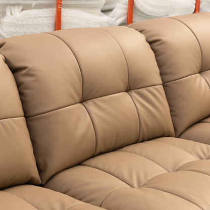 Klaussner Morbido Leather 3 Seater Tufted Back Stationary Sofa