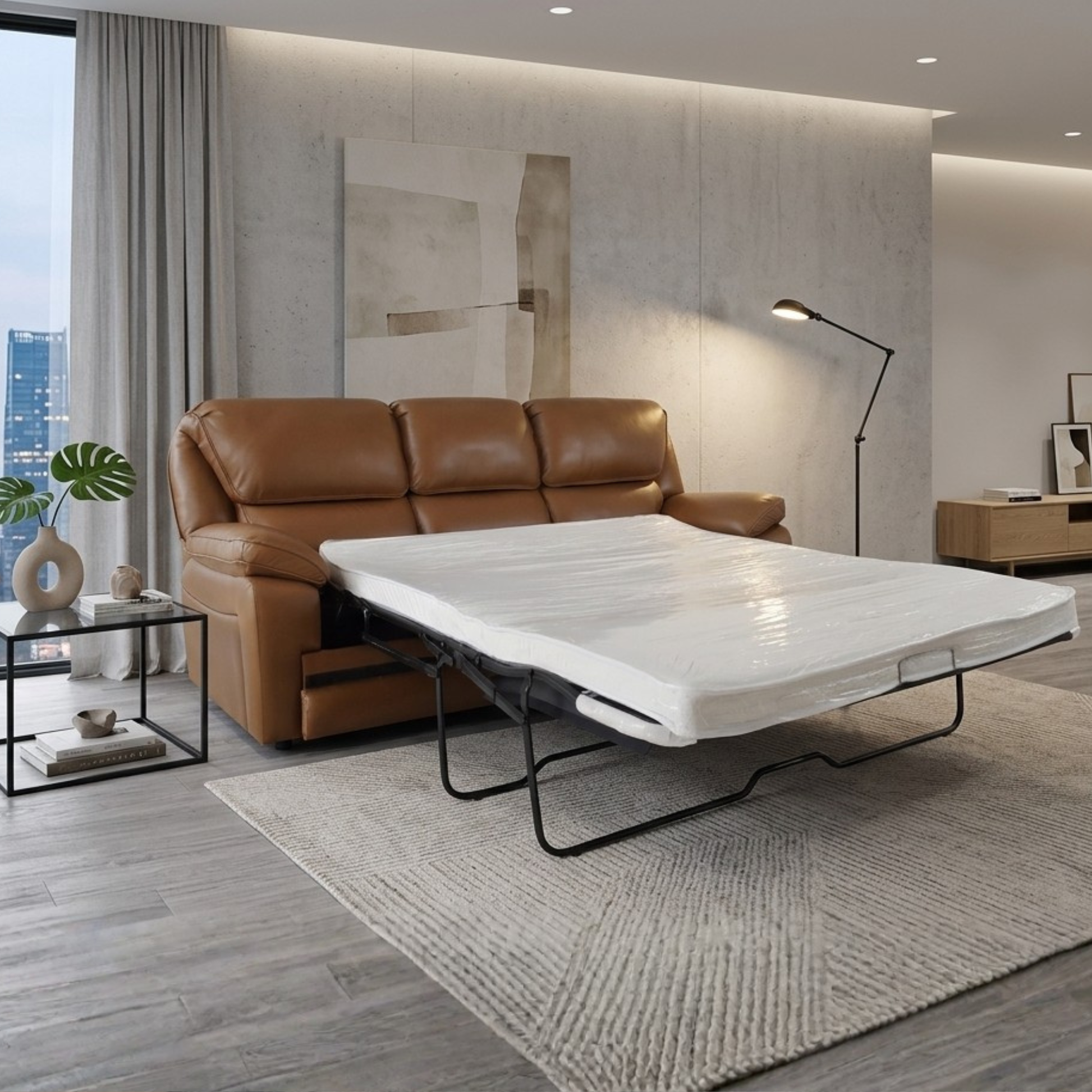 Klaussner Novera Leather 3 Seater Queen Sleeper Sofa-Comfortdesignfurniture