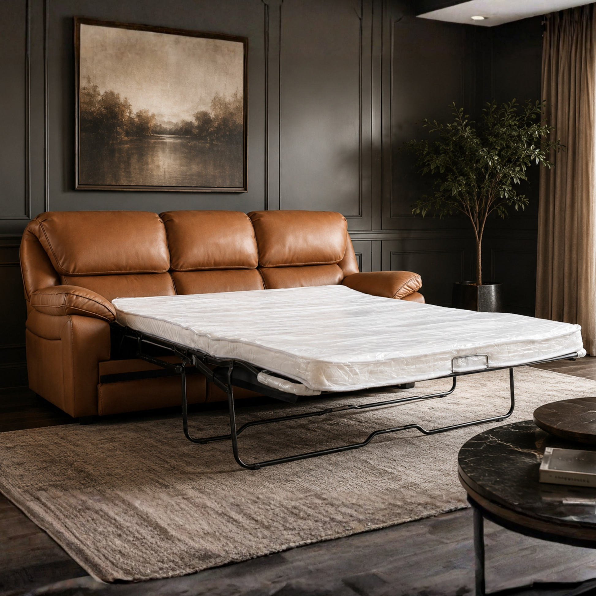 Klaussner Novera Leather 3 Seater Queen Sleeper Sofa-Comfortdesignfurniture