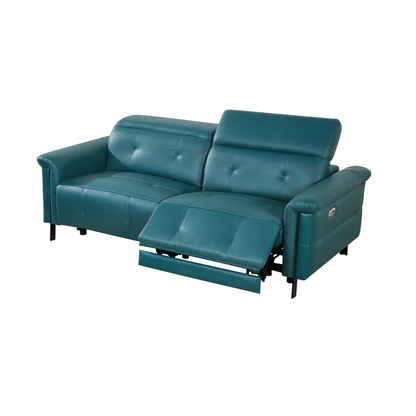 Klaussner Oliviana Green Leather Power Motion Recliner Sofa Set