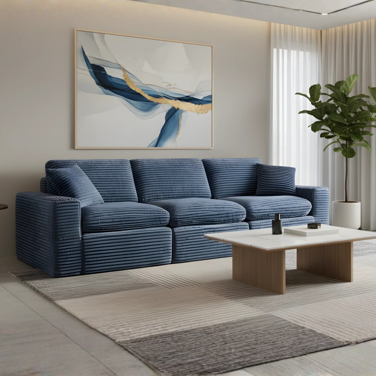 Klaussner Pacira Fabric 3-Seater Sofa with Ottoman