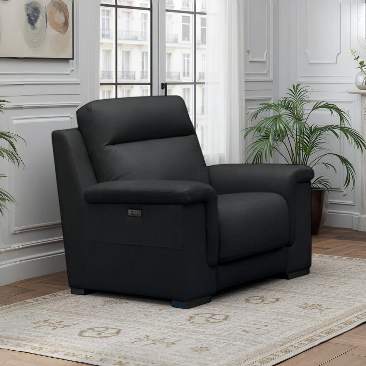 Klaussner Palermo Power Recliner Chair in Black with USB Port