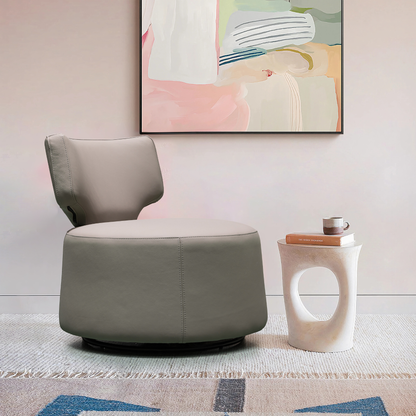 Klaussner Pavia Swivel Leather Chair with 360-Degree Swivel Base