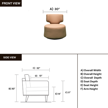 Klaussner Pavia Swivel Leather Chair with 360-Degree Swivel Base