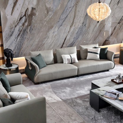 Klaussner Ricordo 4-Seater Beige Leather Sofa with Deep Seats-Comfort DesignFurniture
