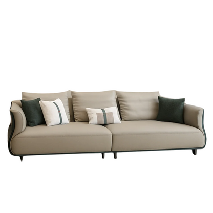 Klaussner Ricordo 4-Seater Beige Leather Sofa with Deep Seats-Comfort DesignFurniture