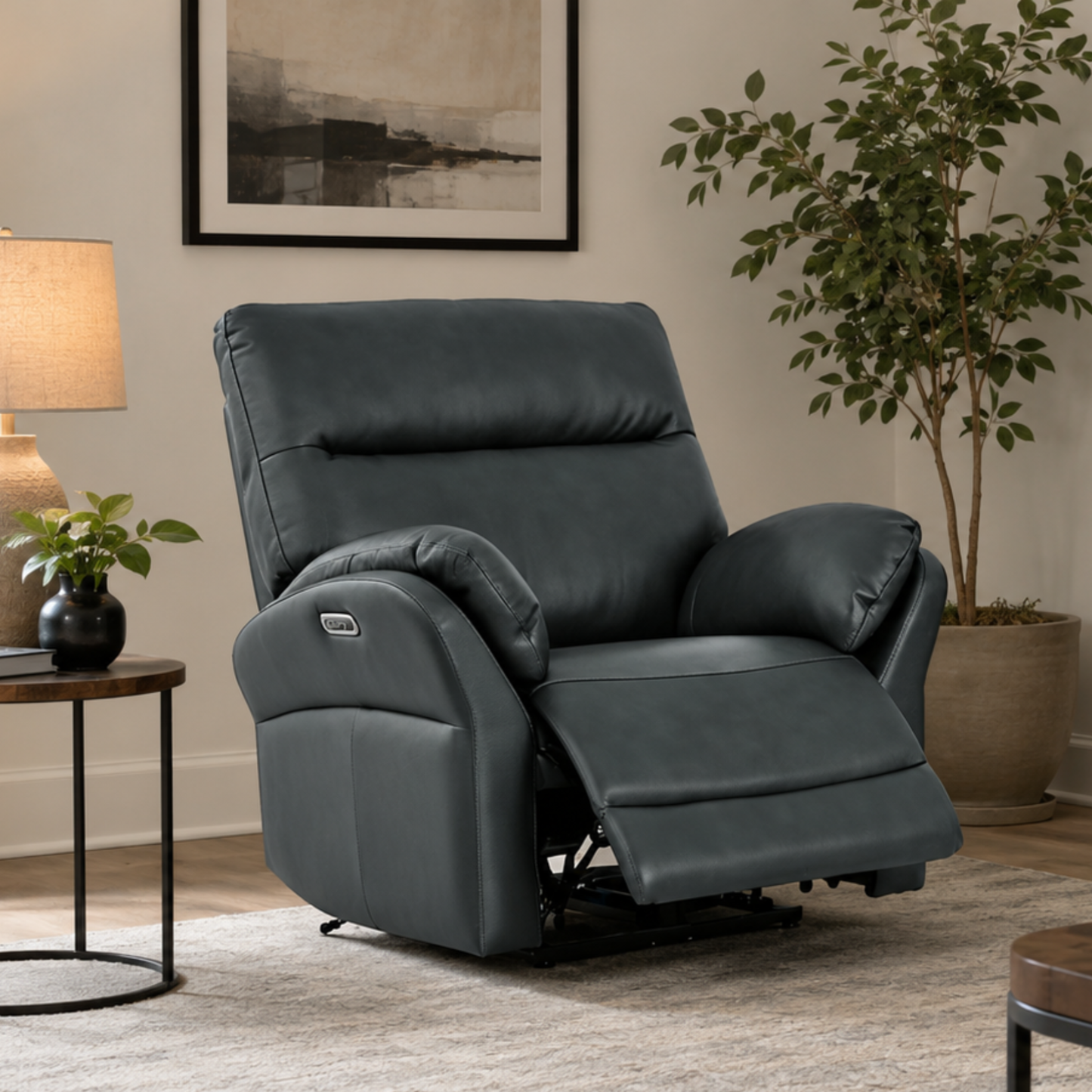 Klaussner Riverton Leather Reclining Chair with USB Port-Comfort Design Furniture