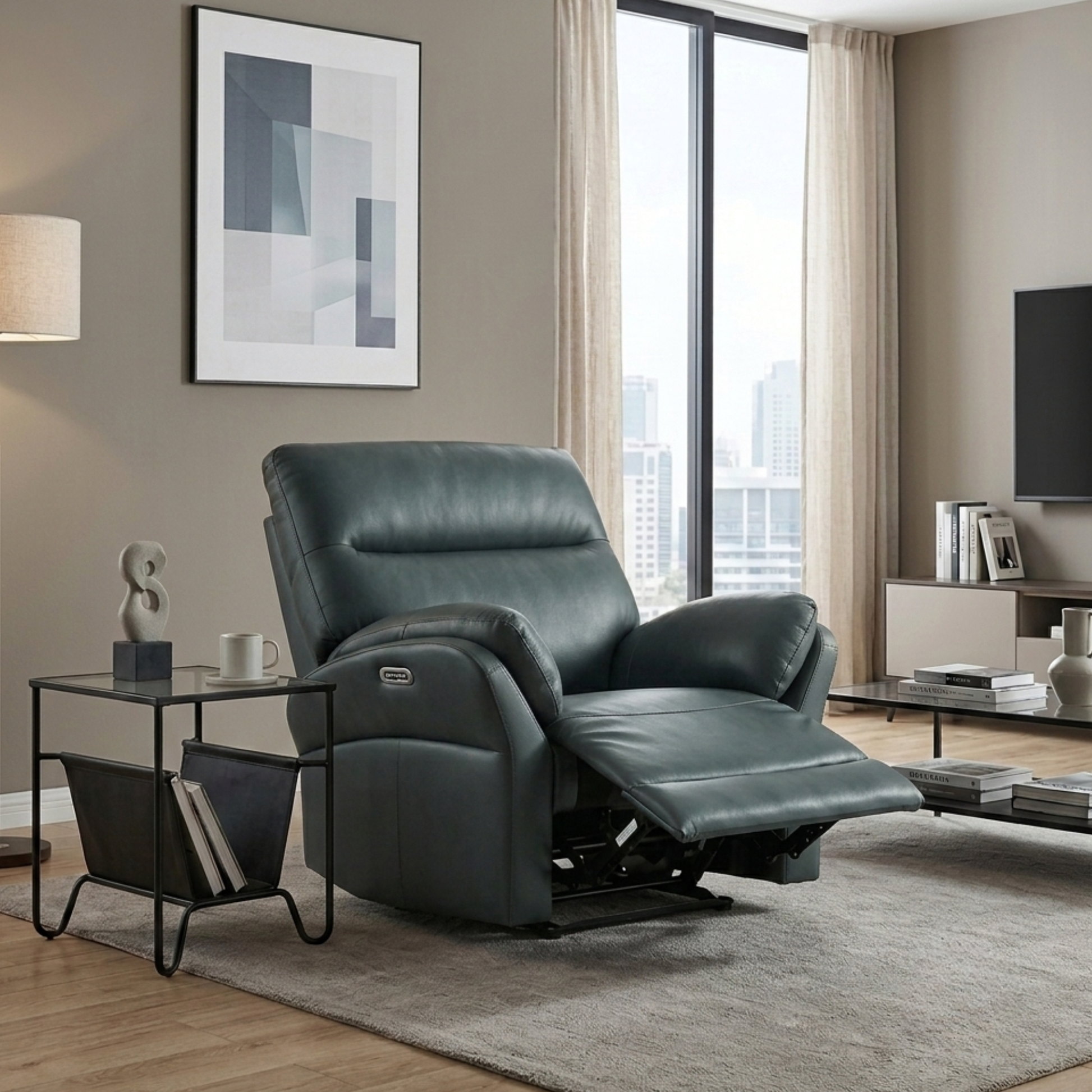Klaussner Riverton Leather Reclining Chair with USB Port-Comfort Design Furniture